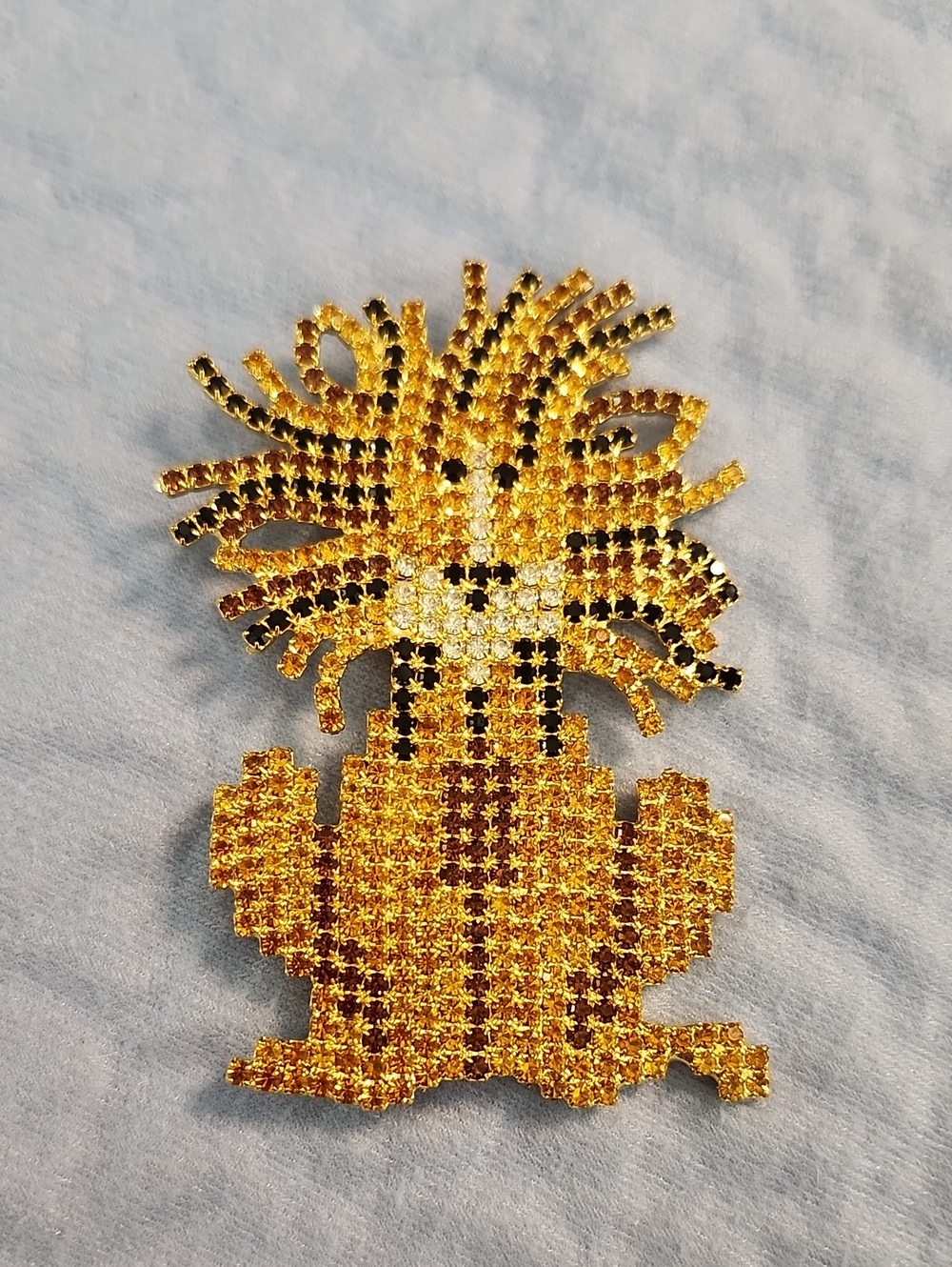Vintage Pave Set Rhinestone Friendly Lion Style Brooch